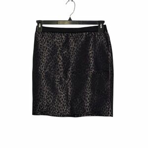 Ann Taylor  Womens Wool Blend Black Shimmering Animal Print Pencil Skirt Size 2